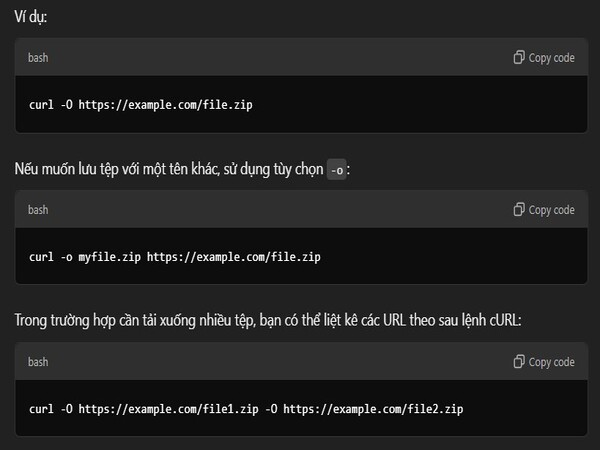Hướng dẫn các tải file bằng lệnh cURL