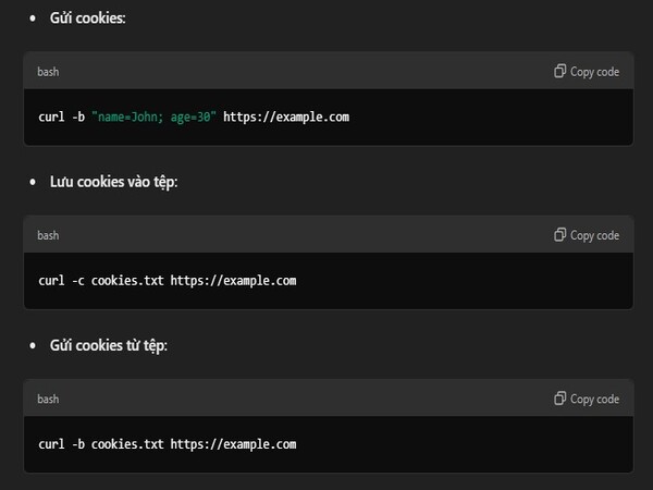 Cách quản lý cookies bằng các lệnh cURL