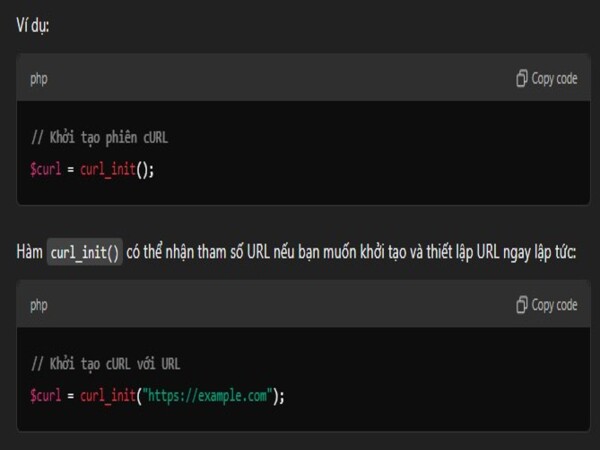 Khởi tạo cURL trong PHP