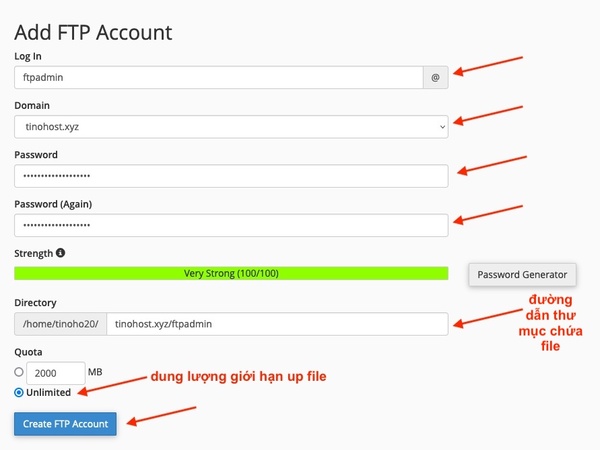 Hướng dẫn cách tạo tài khoản FTP trên hosting