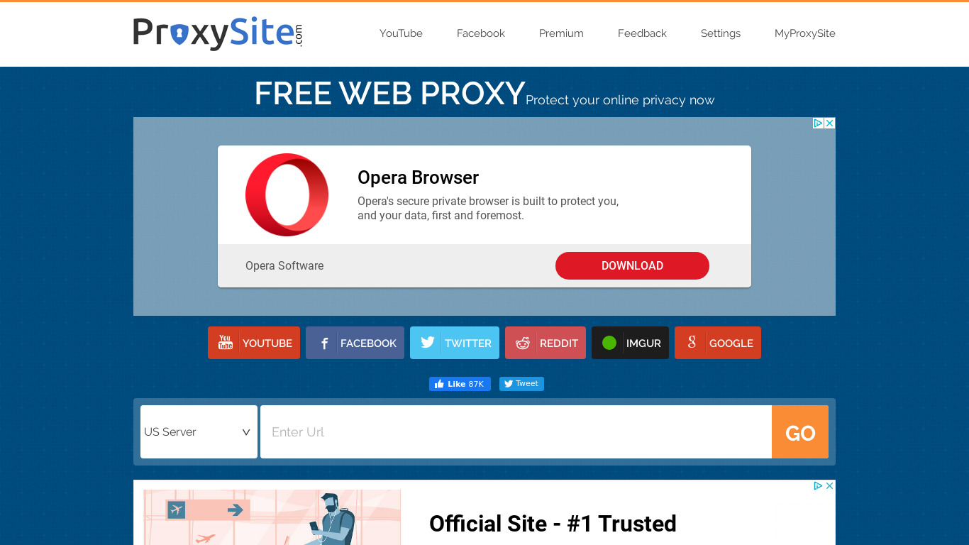 ProxySite là một dịch vụ web proxy miễn phí